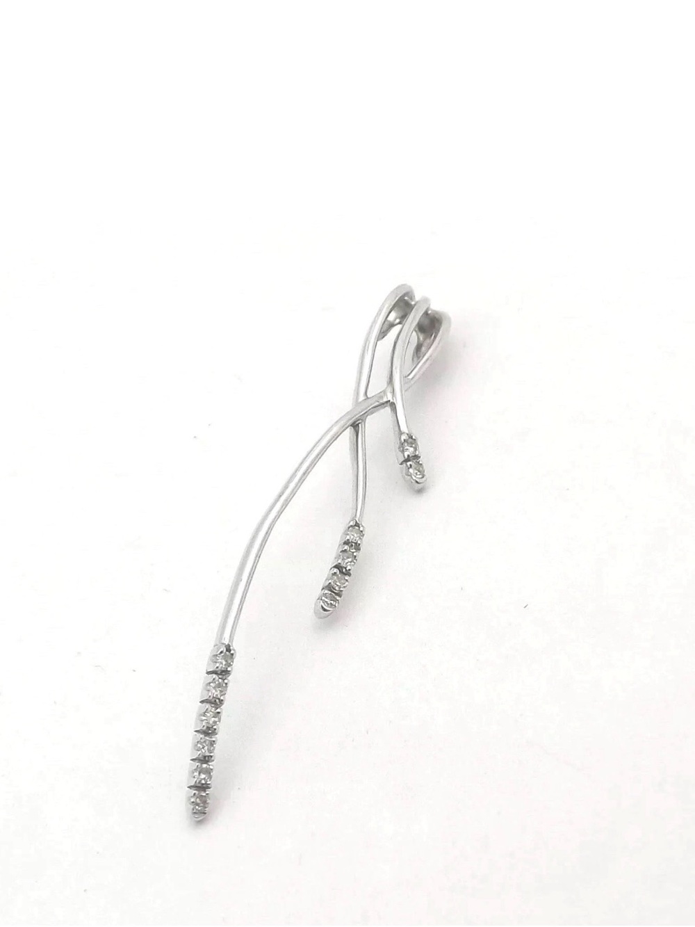 10k White Gold .12 cttw Diamond Whimsical Branch Pendant